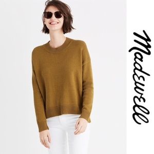 Madewell side buttons boxy mustard comfy sweater